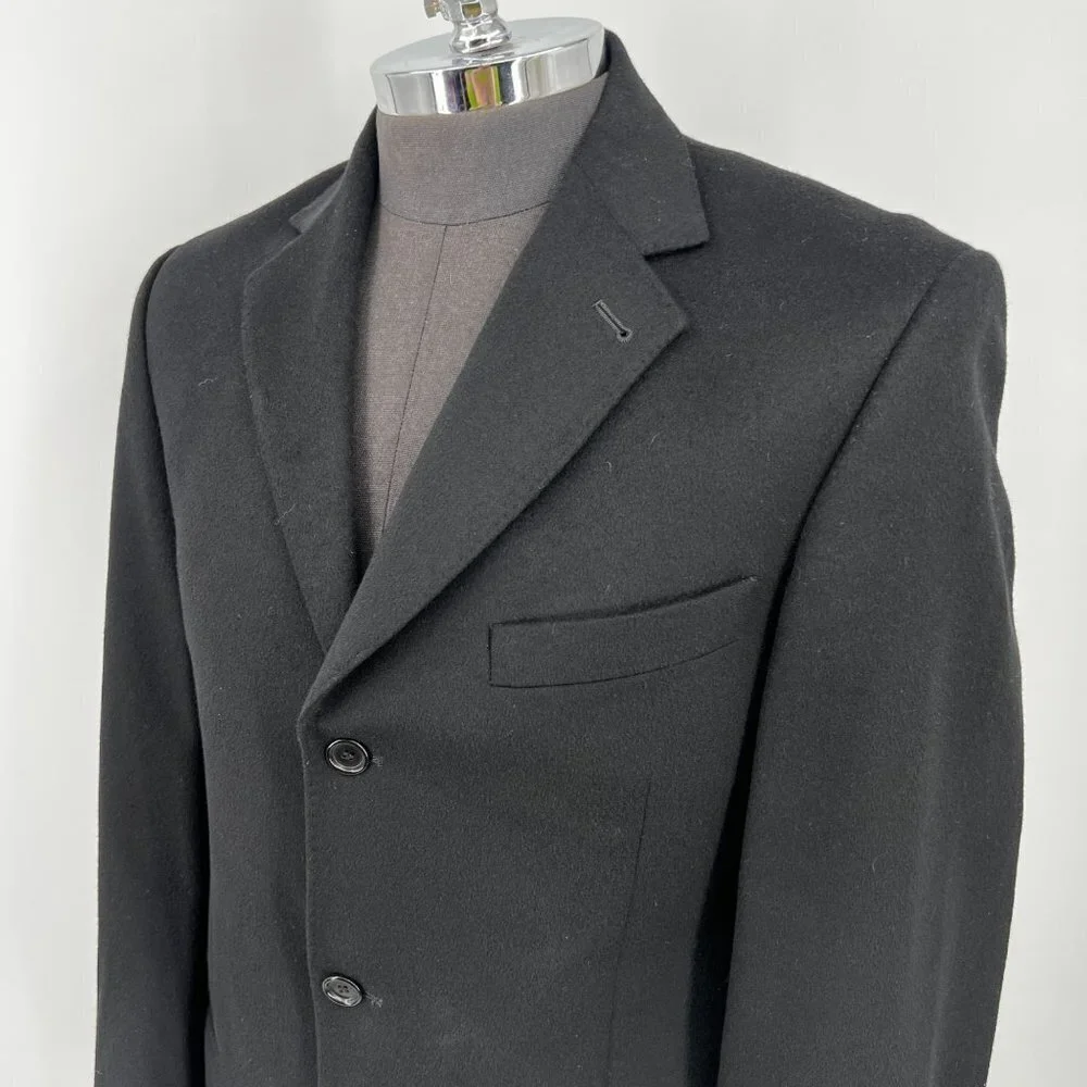 Zanetti 100%‎ Cashmere 3 Button Blazer Black Double Vent Tailored Made in Italy
